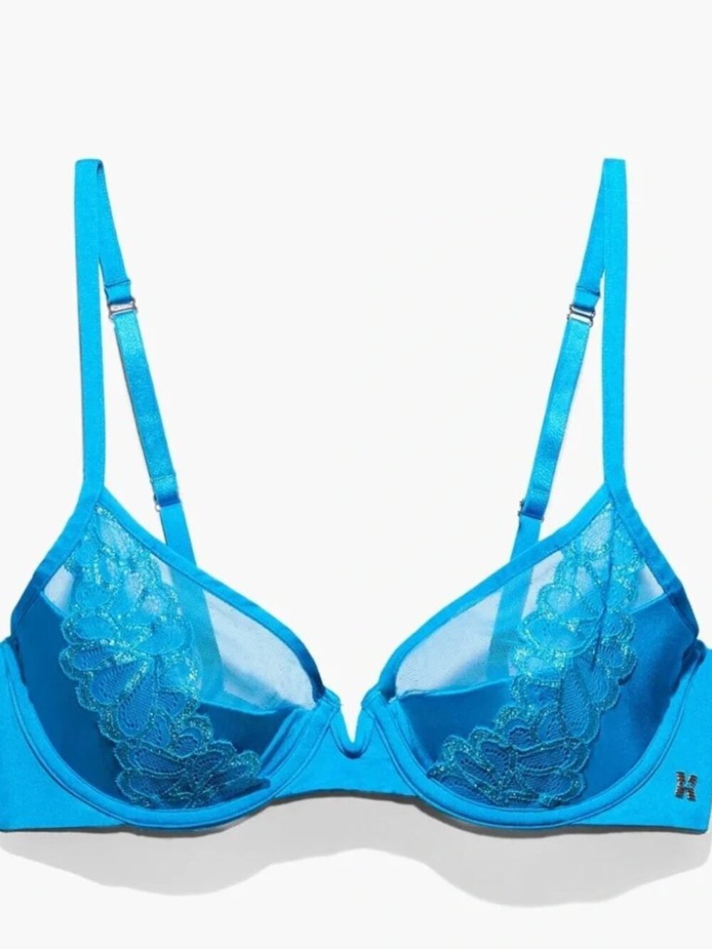 Savage X Fenty Not Sorry Microfiber Lace Half Cup Bra Wildflower Blue